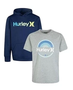 NEW Hurley 2 Pieces Set Boys Navy Hoodie and Gray T-shirt, Size 5/6 - Picture 1 of 1