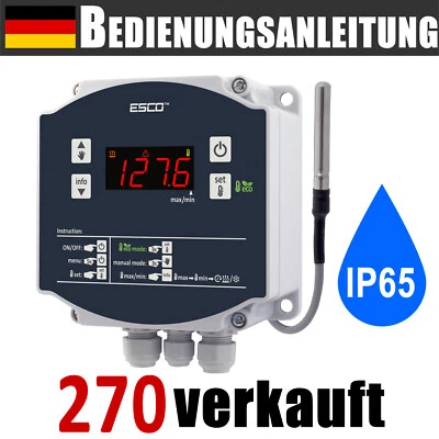 ESCO Wandmontage TEMPERATURREGLER Thermostat Steuer- und Alarmausgang 230V 12V 24V