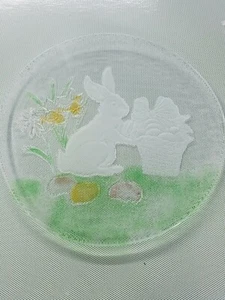 L.E. Smith Glass Company Easter Bunny Serving Platter 13" Plate - Picture 1 of 5