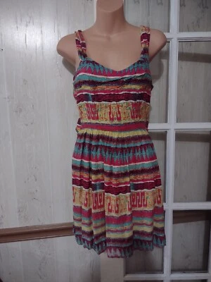 Vestido para mujer Wet Seal calce y acampanado talla S a rayas espalda abierta corbata boho rayón Foto 1 de 4