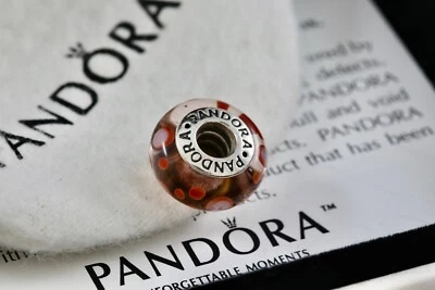Pandora Plata Esterlina Vidrio Murano Rojo Rosa Lunares Dije Cuentas Retirado Foto 1 de 4
