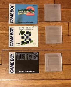 Lot de 3 + 3 manuels étui transparent Nintendo Game Boy Tetris Pipe Dream Mario Land 2