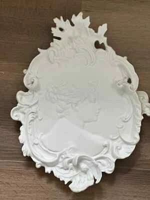Antique Bisque Porcelain Art Nouveau Bas Relief  Wall Hanging female portrait - Image 1 of 4