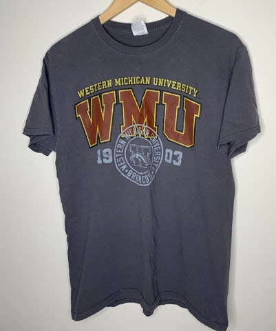 Western Michigan University Vintage Style T-Shirt Size M Gray Fruit of the Loom Cover