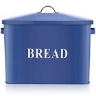 E-far Navy Blue Bread Box for Kitchen Countertop Metal Bread Bin Holder for M...