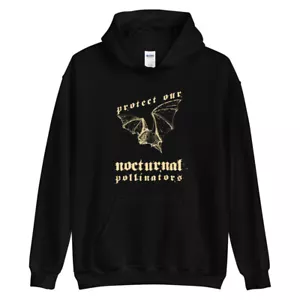 Protect Our Nocturnal Pollinators Bat in Vintage Retro Gothic Unisex Hoodie - Bild 1 von 6