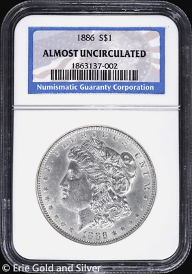 1886-P $1 Morgan Silver Dollar NGC Almost Uncirculated - Image 1 of 4