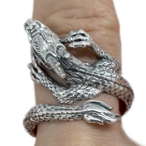 11g Japanischer Drache Schlangenkrallen Echtbiker 925 Sterlingsilber Herrenring - Bild 1 von 12
