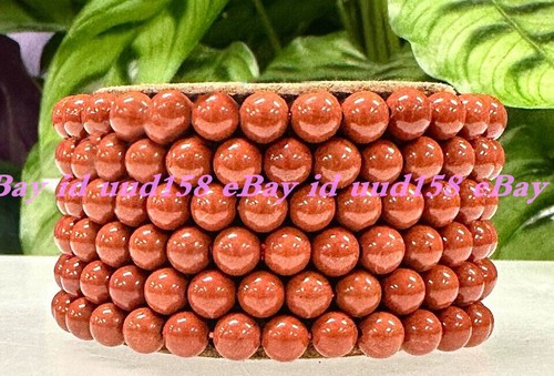 VALENTINO Lotto all'ingrosso 6 pz Braccialetto Elastico Cristallo Diaspro Rosso Naturale 6mm 7 5