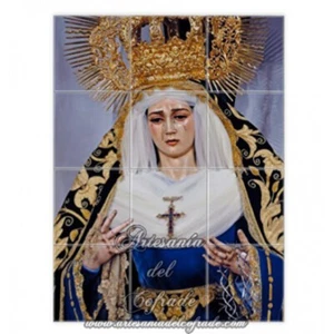 Retablo de 12 azulejos de la Virgen de la Soledad de Servitas de Sevilla. - Imagen 1 de 2