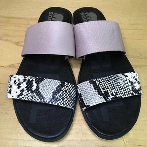 Sandali slip on Sorel Ella II taglia 9,5 pelle e stampa serpente donna vacanza al mare - Foto 1 di 12