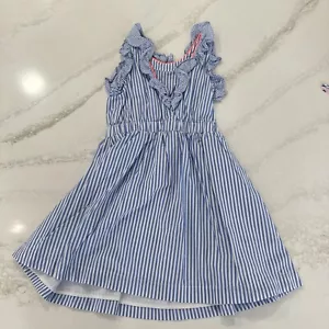 Crewcuts Ruffle Dress in Shirting Stripe Lined size 7 - J. Crew Kids - Picture 1 of 7