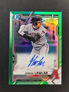 Jordan Lawlar 2021 Bowman Draft Chrome 1st True Green Refractor Auto 37/99 - Bild 1 von 4