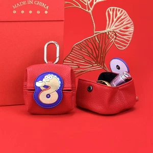 Leather Snake Year Lucky Change Purse Earphones Storage Bag New Year Gift - Picture 1 of 5