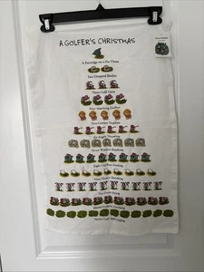 A Golfers Twelve Days of Christmas Kitchen Towel Cotton New - Picture 1 of 6