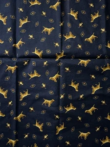 Cranston Fabric By Joan Messmore Dogs & Ducks Navy Blue 44 in Wide X 20 inches - Picture 1 of 2