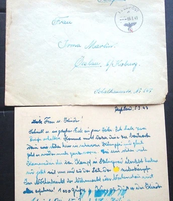 Traducido WW2 Feldpost - Batalla de Jarkov 1942 - Stalingrado y SS mencionados Foto 1 de 4