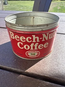 Vtg Beech But Coffee Key Wind Tin Can w/Lid One Pound New York - Picture 1 of 5