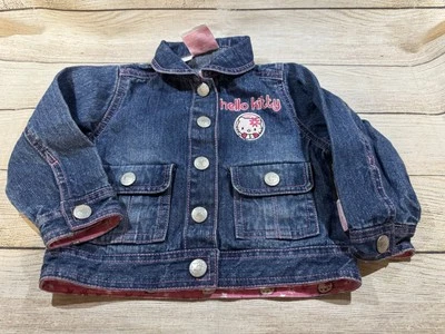 Hello Kitty Baby Girls Embroidered Denim Trucker Jacket Coat Sz 18 Months Tub7 - Image 1 of 4