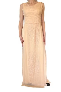 J MENDEL PARIS PEACH SLEEVELESS GOWN PLEATED SILK CHIFFON SEQUIN ROMANTIC 4/6 - Picture 1 of 22