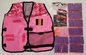 Kids Tactical Vest Kit For Nerf Guns N-Strike Elite Series & 80-Bullets Pink - Picture 1 of 3