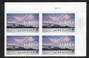 USA SC # 4374 Alaska Statehood , BLK4 Plate number . MNH - Picture 1 of 1