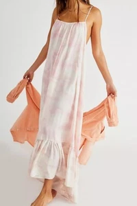 Vestido Free People Talla S Completo Maxi Sin Mangas Rosa Tie Dye Ombré Flor Combo Nuevo - Imagen 1 de 8