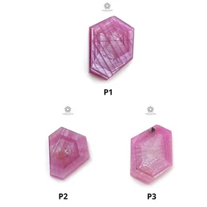 Piedra preciosa de zafiro rosa brillo 100 % natural con forma hexagonal 1 pieza para joyería - Imagen 1 de 13
