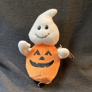 TY Halloweenie Beanie Baby - GHOSTKIN der Kürbis Geist (4,5 Zoll) - Neu mit Etikett - Bild 1 von 8