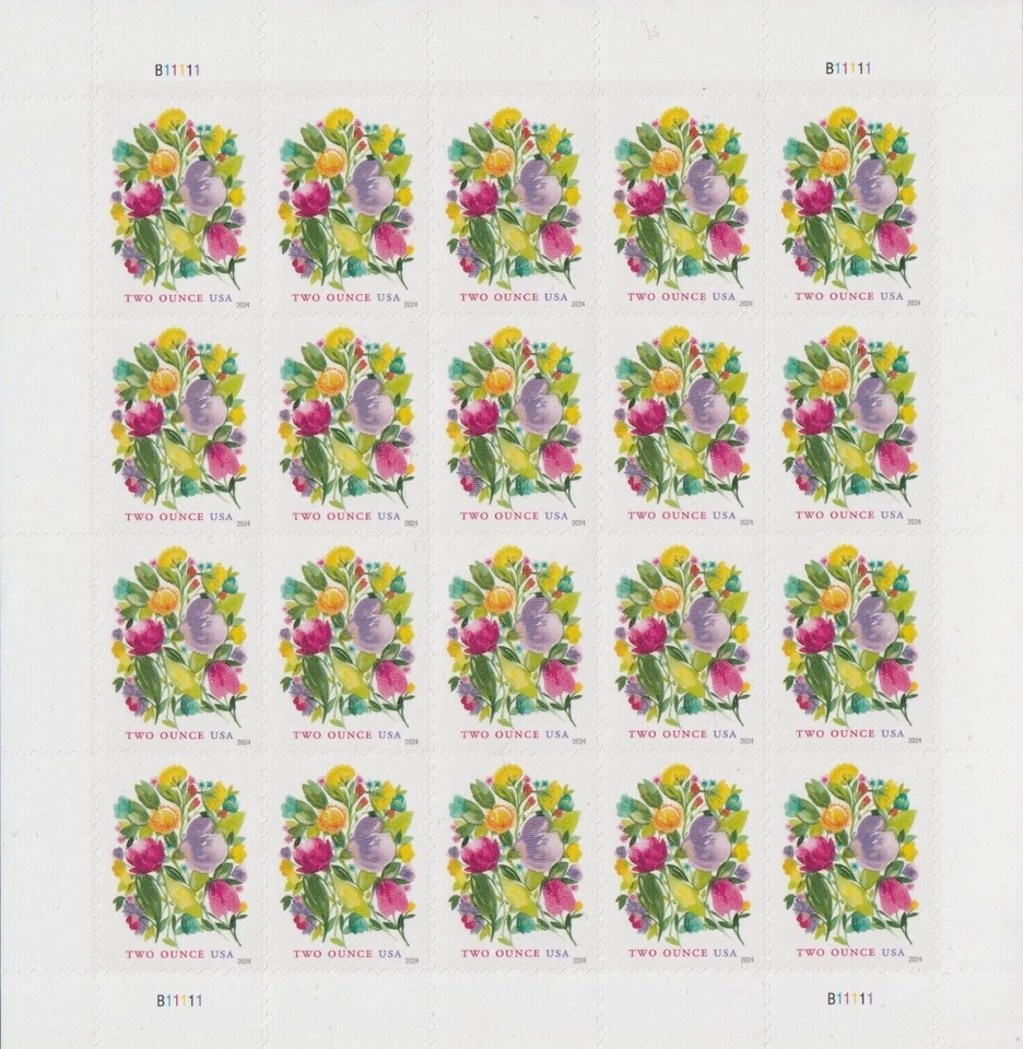 US Wedding Blooms 2 Ounce Forever Stamp Sheet Scott #5850 - Image 1 of 1