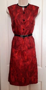 Vintage RED SUIT Womens SMALL Skirt Retro Sleeveless Belt 1960s - Picture 1 of 14