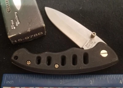 Talheres Frost 15-978B Chief Cut A Trail Linerlock faca, alças compostas pretas - Imagem 1 de 4