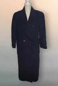 NWT Vintage Charter Club Size 4 Petite Women Wool Trench Overcoat Navy Blue NOS - Picture 1 of 7