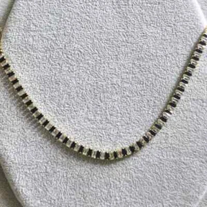 Stainless Steel Necklace for Valentine Gift Baguette Cut Simulated Black Onyx - Picture 1 of 7