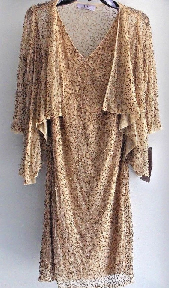 JS COLLECTIONS LIGHT GOLD FORMAL DRESS/SIZE 6 /MODELE/OVERLAY/LACE NWT - Image 1 of 4
