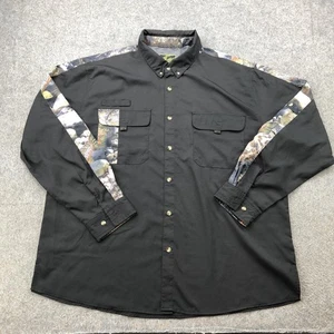Fishouflage Shirt Mens 2XL Long Sleeve Black Trout Camo Button Down Fishing - Picture 1 of 9
