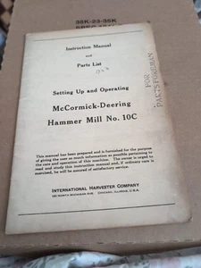 McCormick Deering Hammer Mill No 10 C Instructions Setting Up Operating Manual - Imagen 1 de 1