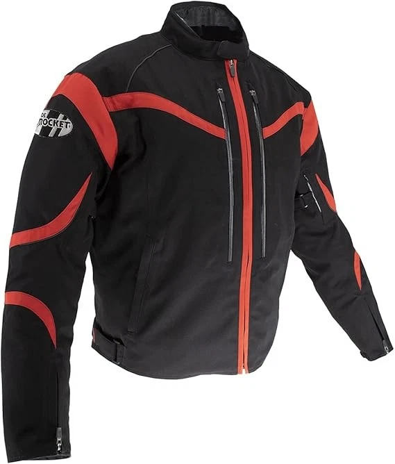 Chaqueta de motocicleta impermeable Joe Rocket Crossfire para hombre negra/roja Lg P/N: 2105-5104 Foto 1 de 4