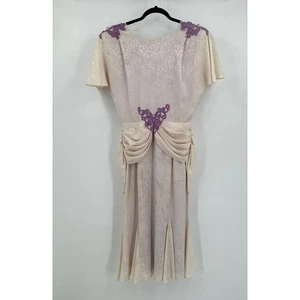 Vestido Samantha negro para mujer Gatsby manga L acampanada drapeado corte sesgado encaje renacimiento - Imagen 1 de 13