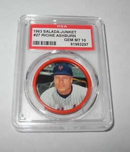 1963 Salada Baseball Coin Pin #27 Richie Ashburn New York Mets PSA 10 GEM MINT