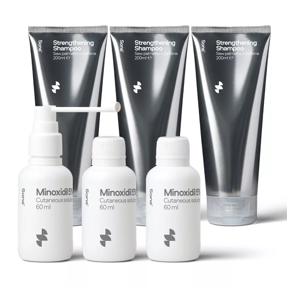 Sons Topical Minoxidil 5% Spray Hair Regrowth Treatment for Men 3 Month Supply