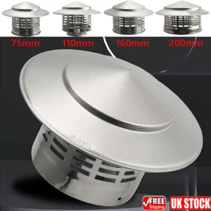 75-200mm Fireplace Chimney Caps Roof Cowl Metal Top Hat Flue Rain Cap Cover New - Picture 1 of 28