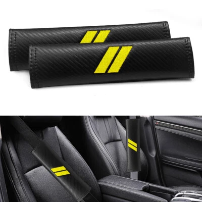 2x Yellow Car Safety Seat Belt Shoulder Pad Cover for Dodge Challenger Accessory - Image 1 of 4