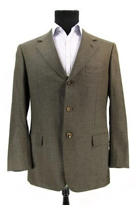 Casaco esportivo masculino Brioni Nomentano puro cashmere tamanho 43R marrom regular xadrez Itália - Imagem 1 de 4