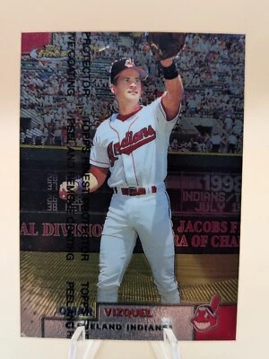 1999 Topps Finest Omar Vizquel baseball card #74 Cleveland Indians w/coating - Image 1 of 2