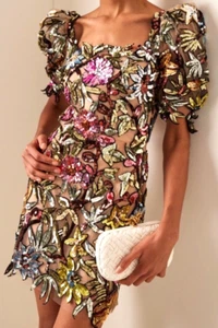 New NWT Oscar de la Renta PreSpring 2023 Sequin Embroidered Floral Dress US 12 - Picture 1 of 8