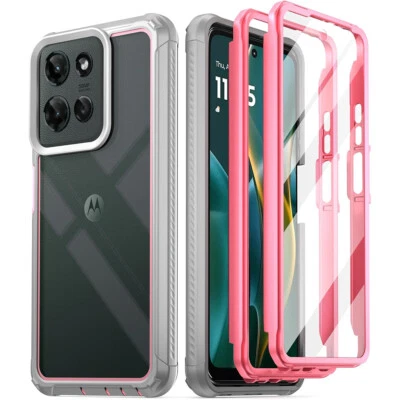 For Moto G 5G 2025 Case Poetic Shockproof Bumper Built-in Screen Cover Pink - Image 1 of 4