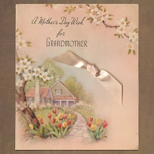 Vintage Rust Craft MOTHER'S DAY WISH FOR GRANDMOTHER Card, Garden Flowers House - Picture 1 of 6