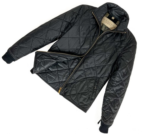 BURBERRY BRIT donna giacche trapuntate cerniera diamantata nera taglia XS #93