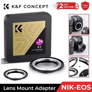 K&F Concept Lens Mount Adapter Nikon F/AF AI-S Lens to Canon EOS EF EF-S Mount - Picture 1 of 13